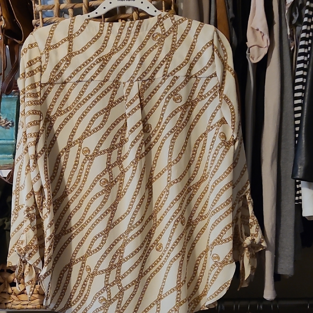 MICHAEL Michael Kors Chain Pattern Blouse - Cream and Brown​ - Picture 3 of 4